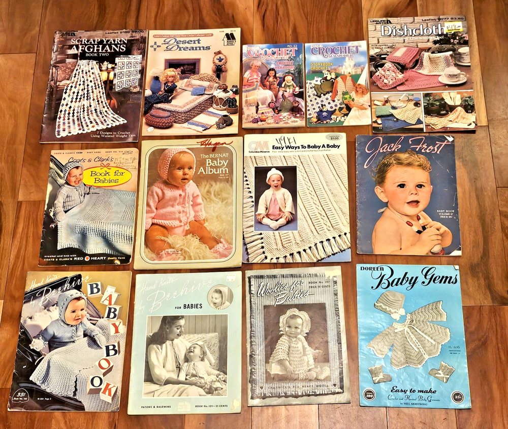 Vintage Crochet Knitting Pattern 1940s-1990s Baby Afghan Dishcloth Annie’s Craft